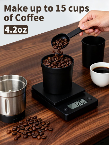 Laoion Electric Coffee Grinder With Silent Grinding Blades and Timer Knob To Stainless Steel
