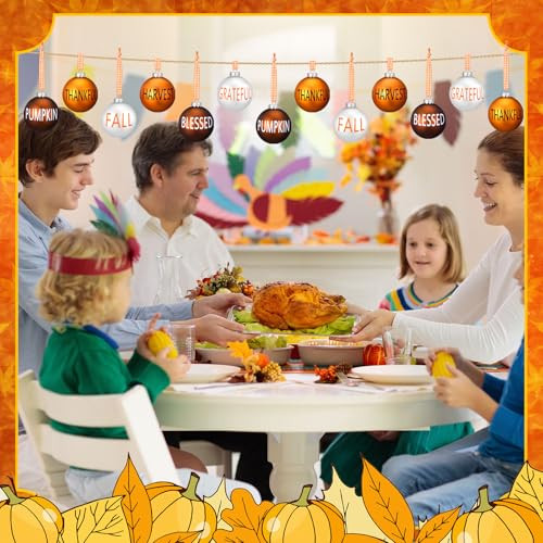 Vertintong Thanksgiving Balls Ornaments For Tree Orange White Brown Thankful Baubles Hanging 60 Pcs Orange