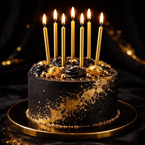 By Tugba Aydan Home Design Gold Birthday Candles Long Thin Metallic Birthday Cake Candles With Holders 24 Pack Gold