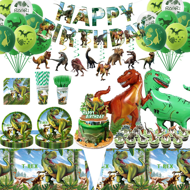 Wowbigday Dinosaur Birthday Decorations Set For Boys 197 Pcs