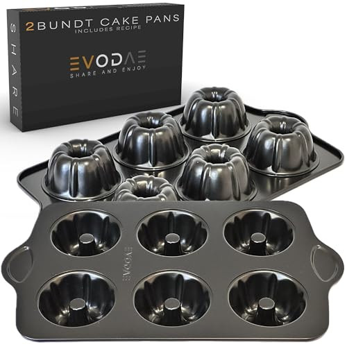 Evodae Mini Bundt Cake Pans For Baking 6 Cups Set Of 2