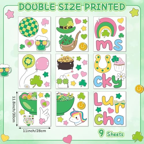 Zoiiwa 9 Sheets St. Patrick's Day Decorations St. Patrick's Charms Window Clings