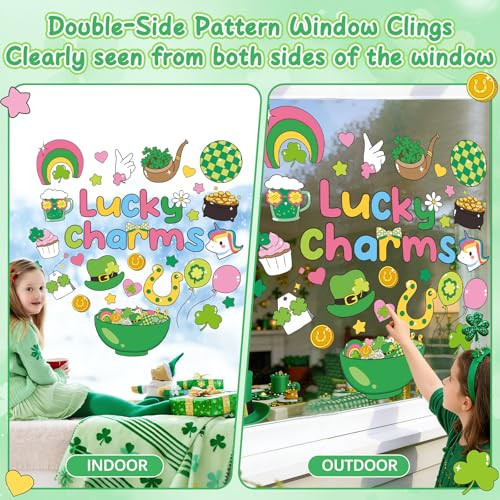 Zoiiwa 9 Sheets St. Patrick's Day Decorations St. Patrick's Charms Window Clings