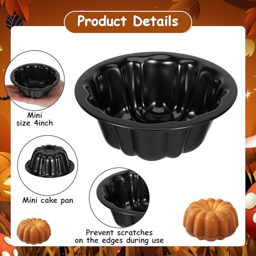Afcabakila Mini Fluted Tube Cake Pan Carbon Steel Nonstick Flower Shape Baking 4.5 Inch 16Pcs