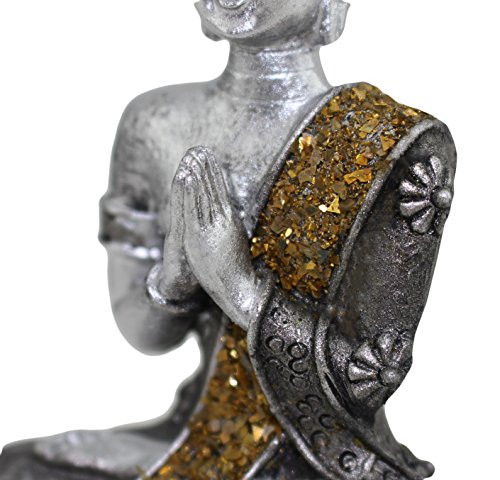 We Pay Your Sales Tax Small Feng Shui 4 Tall Thai Praying Meditating Silver Buddha Statue Silver