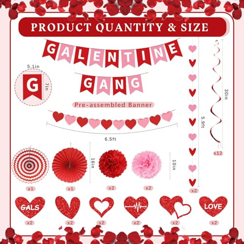 Ythetm Galentines Day Decorations Galentine Gang Banner With Heart Garland Banner Hanging