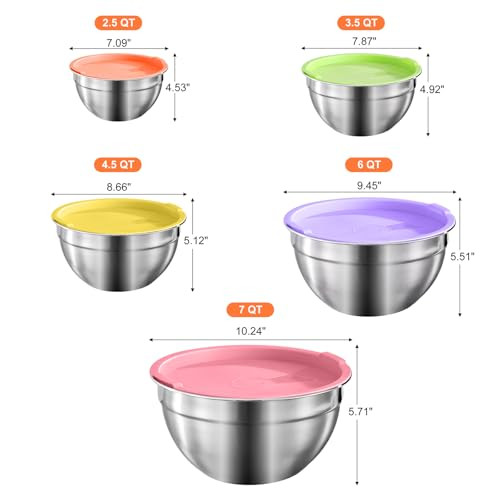 Ouvibyaz 7Speed Electric Hand Mixer5 Large Mixing Bowls SetHandheld Mixers With Whisks