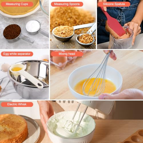 Ouvibyaz 7Speed Electric Hand Mixer5 Large Mixing Bowls SetHandheld Mixers With Whisks