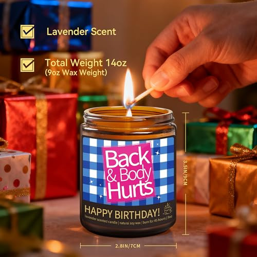Fywelixc Funny Happy Birthday Candle Gifts For Women Men Back and Body