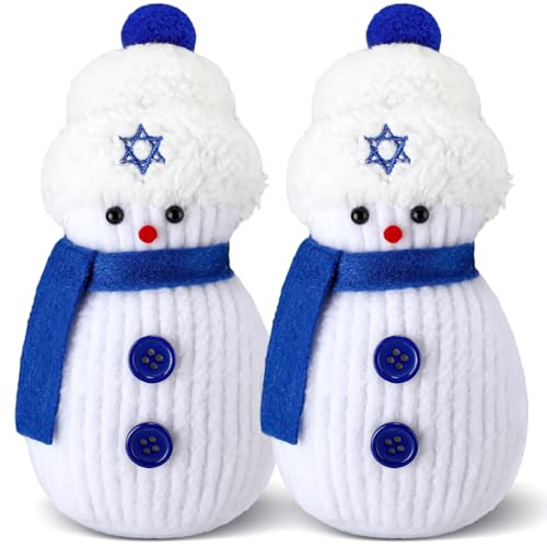 Vertintong Hanukkah Decorations For Home Indoor Hanukkah Sock Snowman Plush Figurines With 2 Pcs