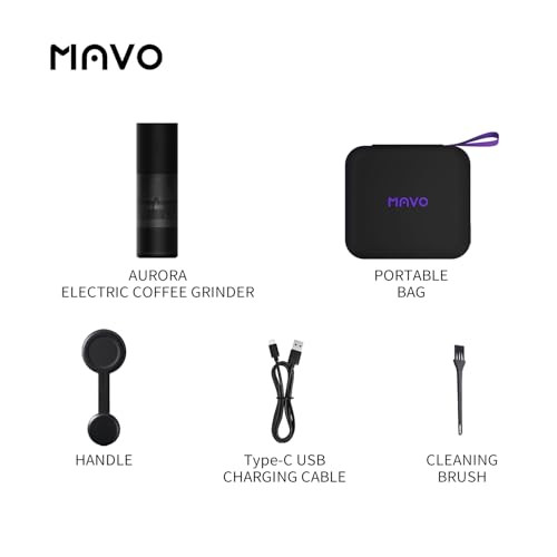 Mavo Aurora Portable Electric Coffee Grinder Rechargeable Burr Coffee Grinder 140 Precise