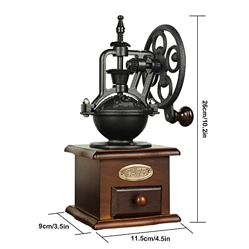 Yuehua Burr Coffee Grinder Vintage Style Wooden Hand Grinder Classic French Press