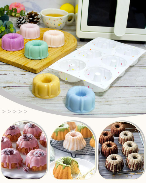 Smartkitch Jello Molds Silicone Fluted Tube Cake Pans 6Cavity Non Stick Silicone 3Pcs