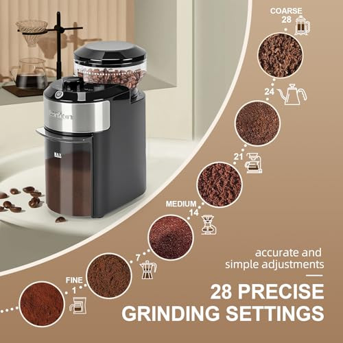 Lonkion Burr Coffee Grinder 12 Cups Stainless Steel