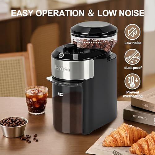 Lonkion Burr Coffee Grinder 12 Cups Stainless Steel