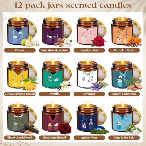 Zopeal Nurse Graduation Gifts Scented Candles Set Nurses Week Gifts Soy Wax 3.5Oz 12 Pack