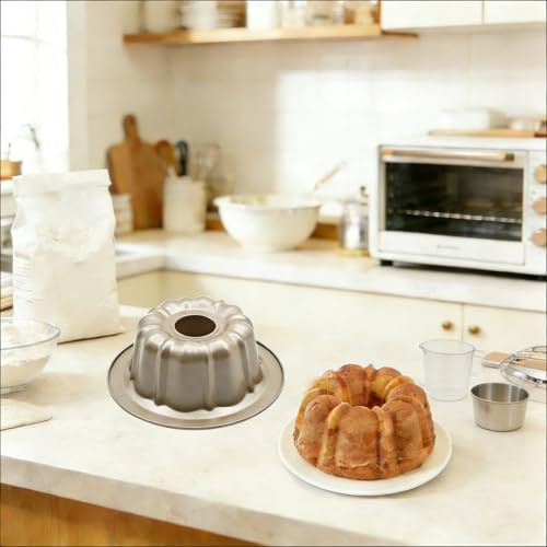 Tmzdcjk Mini Bundt Cake Pan For Baking NonSticking Round Kugelhopf Mold Carbon 5 Inch Gold