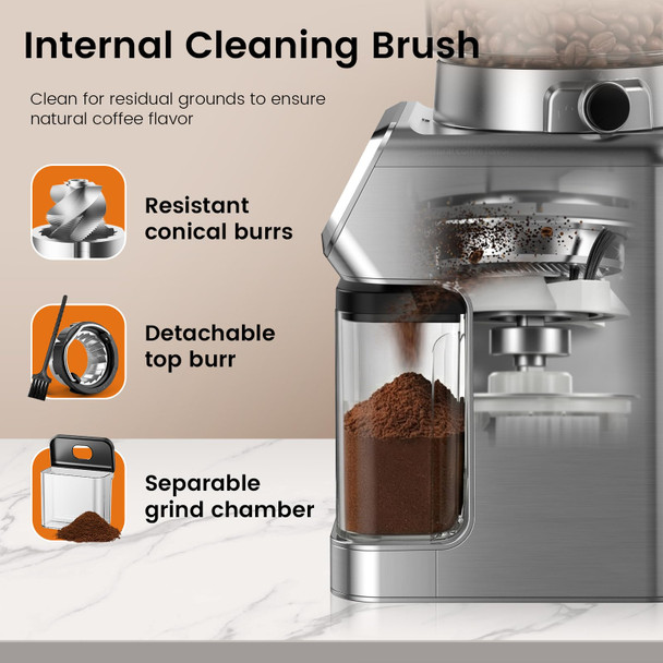 Emojoy Burr Coffee Grinder Electric 30 Grinding Settings Emojoy Coffee Bean Grinder Stainless Steel