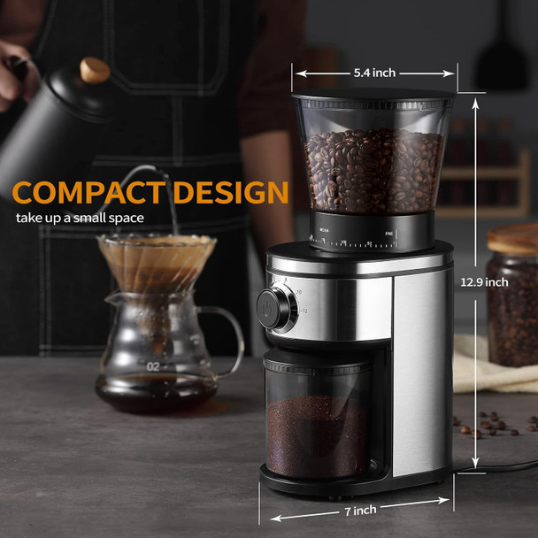 Ollygrin Burr Coffee Grinder Electric Conical Coffee Bean Grinder With 30 Adjustable 12 Cups Black