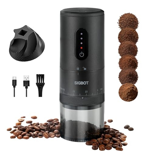 Sigbot Portable Electric Burr Coffee Grinder 38 External Grind Settings