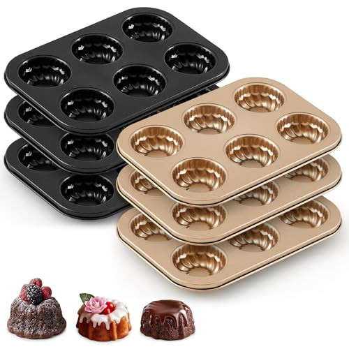 Lemonroad Mini Fluted Cake Pan Set Of 6 6Cavity Nonstick Mini Tube Set Of 6