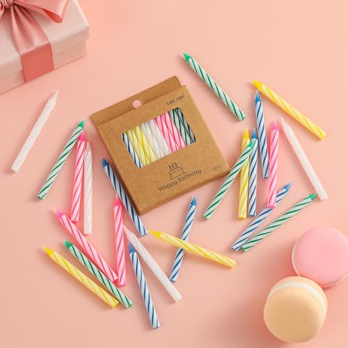 Cake Code 144Count Classic Spiral Birthday Candles Multicolored Bulk Party Candles For Cupcakes