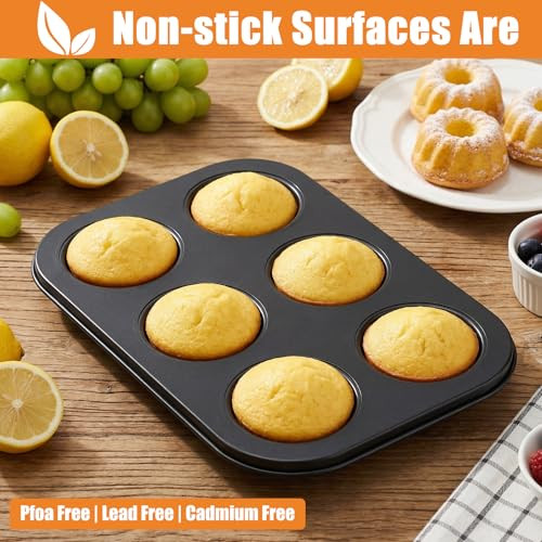 Afgaogw Mini Fluted Tube Cake Pan 6 Cavity NonStick Cake Mold Heavy 3 Pack