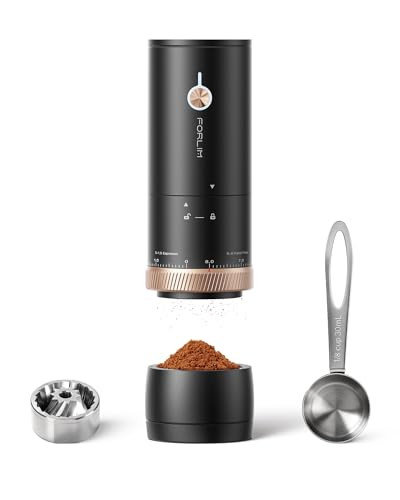 Forlim Portable Electric Coffee Grinder Cordless Rechargeable Burr Coffee Grinder With 80