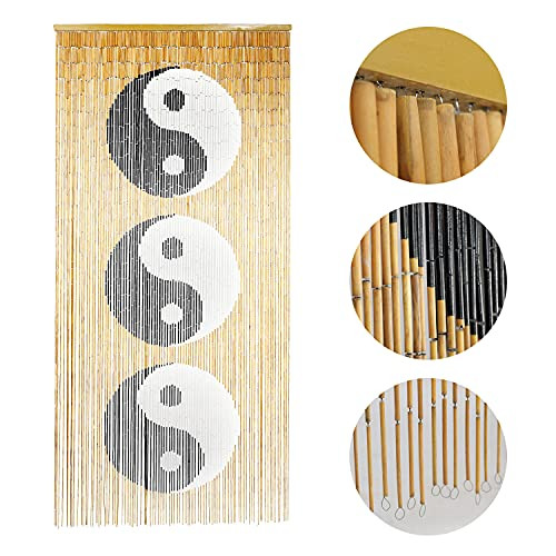 Tachilc Yin Yang Beaded Curtain For Doorway HandPainted Door Beads