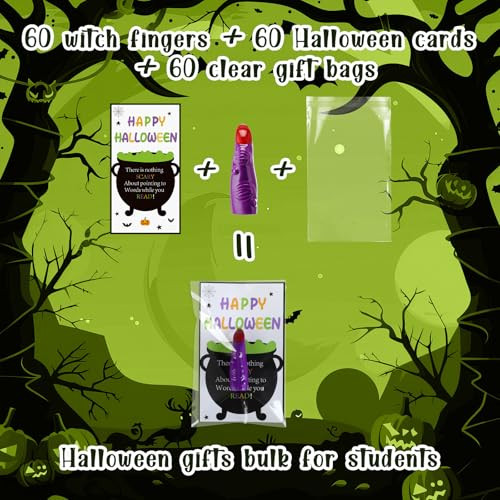 Vertintong Halloween Witch Finger Pointer Reading Colorful Plastic Fake Fingers For Party 60 Pcs