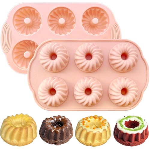 Uouyoo Silicone Cake Pan Nonstick Mini Pans For Baking Cupcakes Donuts Chocolate 2 Pcs