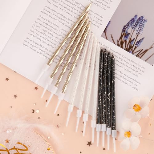 Phd Cake Gold Black White Long Thin Birthday Candles Cake Candles Birthday Parties Gold