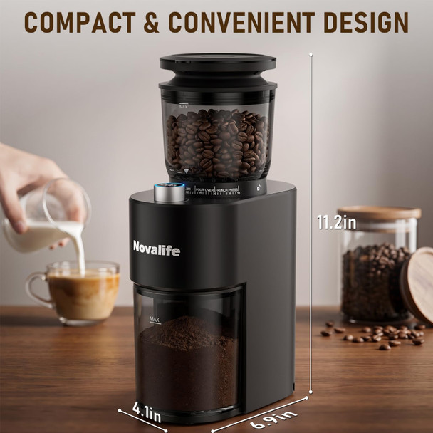 Novalife Coffee Grinder Electric Coffee Bean Grinder With AntiStatic Design 38 Settings 38 Set
