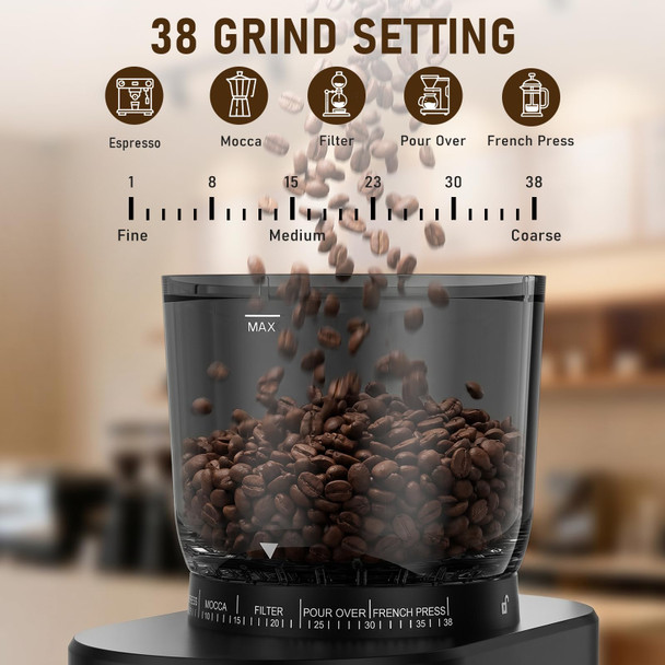 Novalife Coffee Grinder Electric Coffee Bean Grinder With AntiStatic Design 38 Settings 38 Set