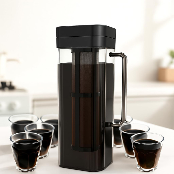 Kitchenprima Slimfit Cold Brew Coffee Maker Leakproof And Fits For Fridge Door 64Oz