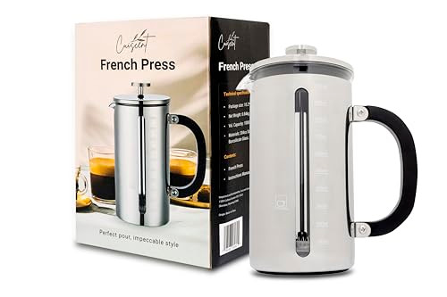 Cuiscent High Borosilicate Glass French Press Coffee Maker With 304 Stainless Steel 1000 Ml Stainless Steel