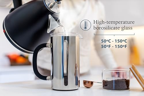 Cuiscent High Borosilicate Glass French Press Coffee Maker With 304 Stainless Steel 1000 Ml Stainless Steel