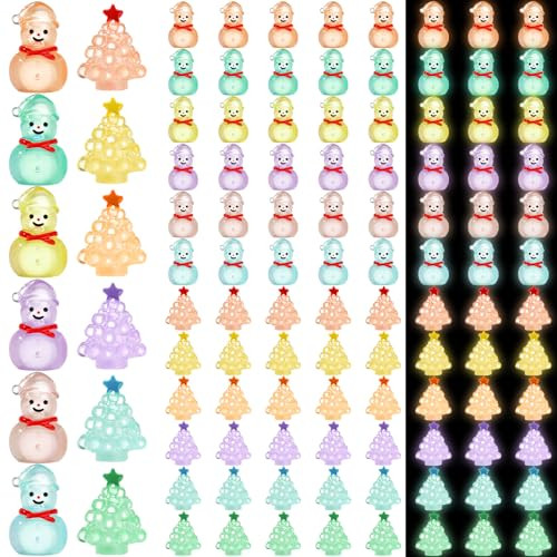 Vertintong Luminous Christmas Tree And Snowman Figurines Glow In Dark Mini Resin 96 Pcs
