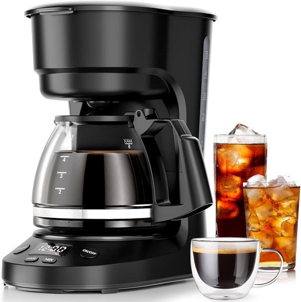 Kismile 5Cup Drip Coffee Machine With Led Display Small Coffee Maker With
