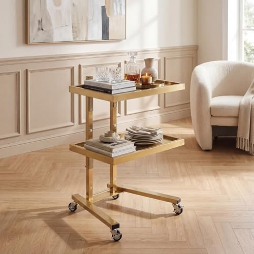 Wemakmak 2Tier Metal Rolling Cart Stainless Steel