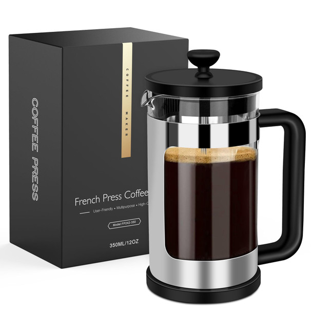 Rainbean French Press Coffee Maker Mini Coffee Press Single Serve French Press 12 Oz