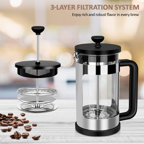 Rainbean French Press Coffee Maker Mini Coffee Press Single Serve French Press 12 Oz