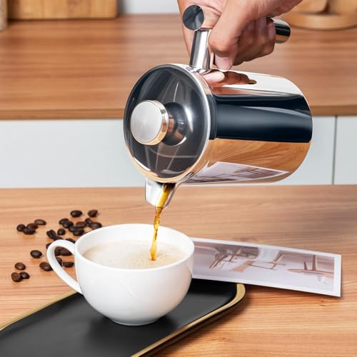 Frutpunch French Press Coffee Maker With Scale 304 Stainless Steel French Press 17Oz Stainless Steel