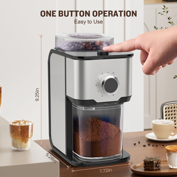Aychiro Burr Coffee Grinder Adjustable Coffee Bean Grinder Electric With 14 Grinding 12 Cups