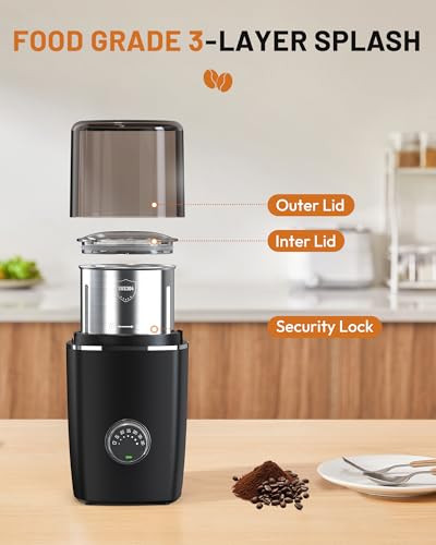 Ceving HandsFree Blade Coffee Grinder Cordless Coffee Mill With 530S Adjustable Grinding