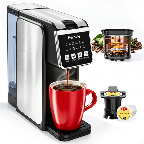 Horavie Single Serve Coffee Maker With BuiltIn Grinder Fast Brew 6 Single 16Oz Black
