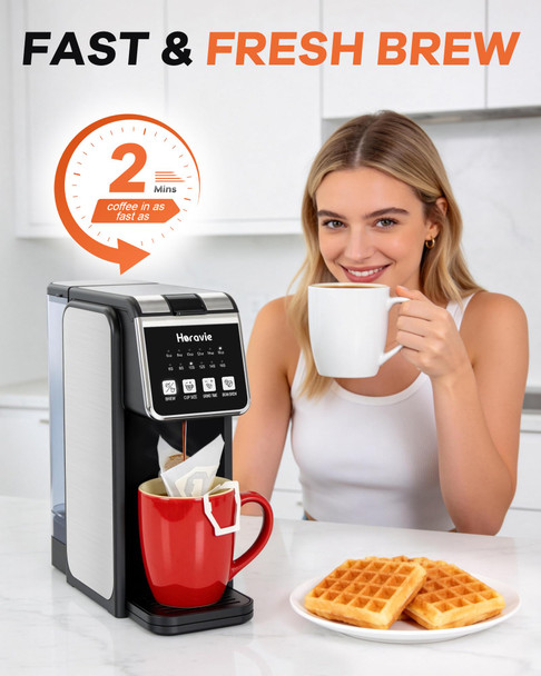 Horavie Single Serve Coffee Maker With BuiltIn Grinder Fast Brew 6 Single 16Oz Black