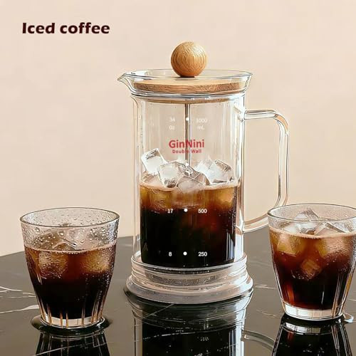 Ginnini Plastic French Press Coffee and Tea Maker 34Oz