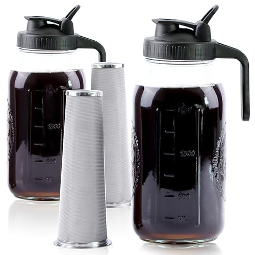Gmsweet Cold Brew Coffee Maker Mason Jar Iced Coffee Maker Half Gallon 64 Oz 2 Set