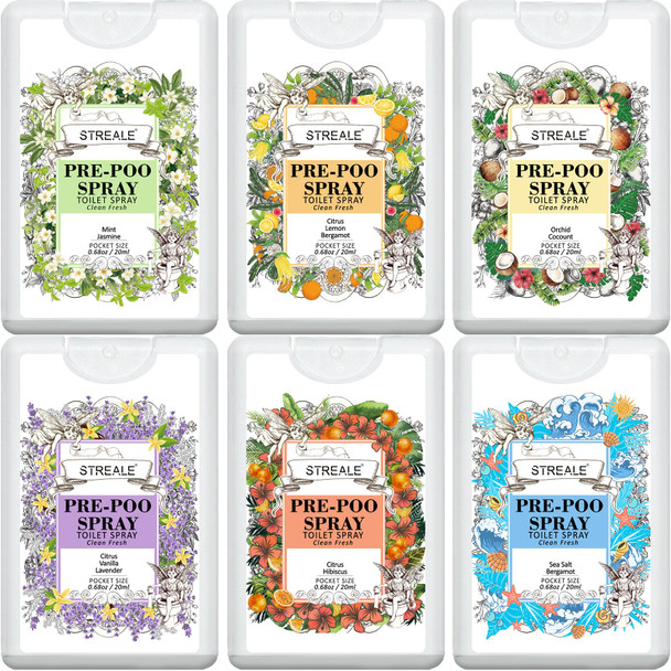 Streale Travel Size Toilet Spray 6Pack Travel Essentials Toiletries Pocket Size PrePoo 6Pack